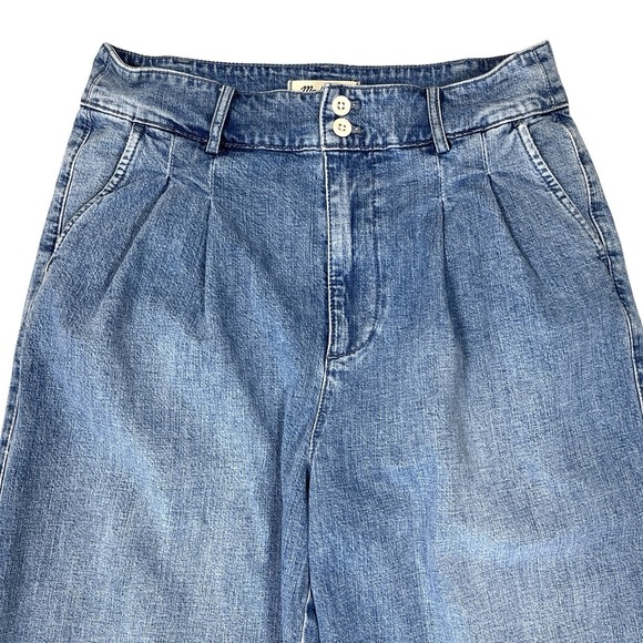 Madewell Pleated Wide-Leg Jeans Womens 28x25 Light Wash High Rise Ankle Retro - Picture 3 of 10